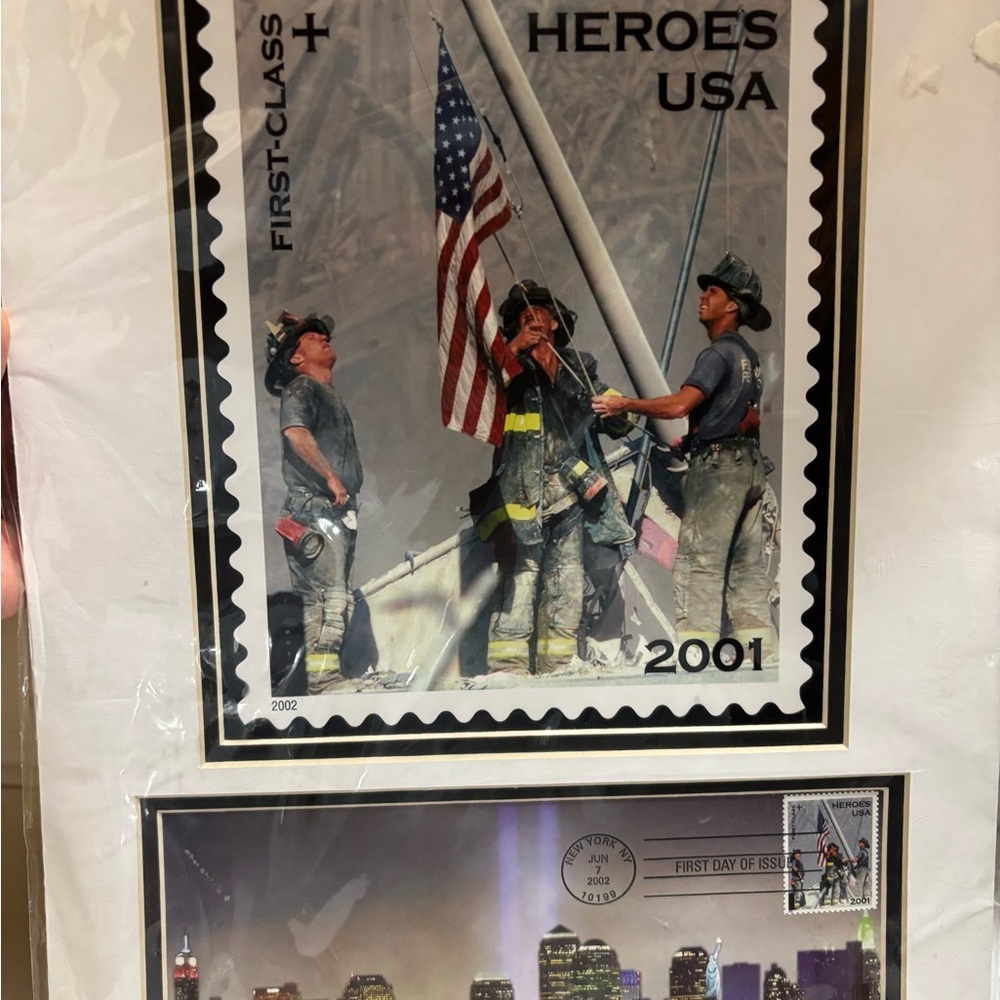 Heroes USA First-Class Stamp Poster large mat